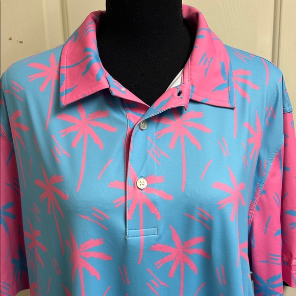 Chubbies Blue and Pink Palm Tree Polo Shirt, Size XL, Excellent Condition - Picture 2 of 8